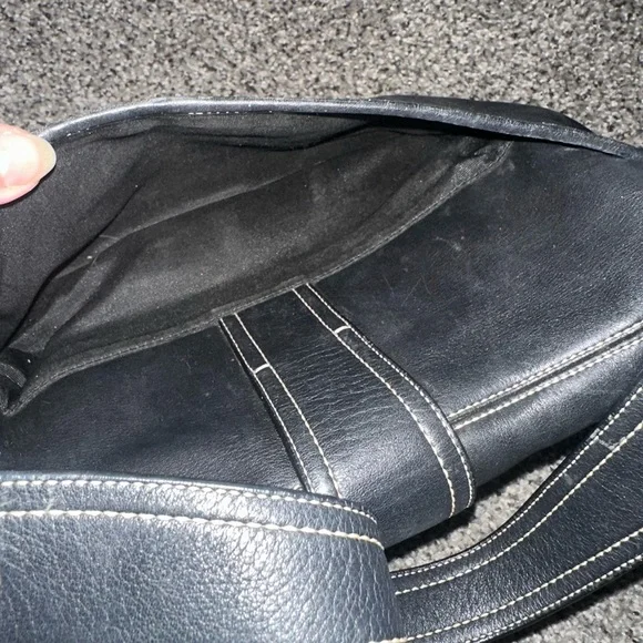 Authentic Coach - Black Leather Handbag with Silver Buckle - Picture 8 of 14